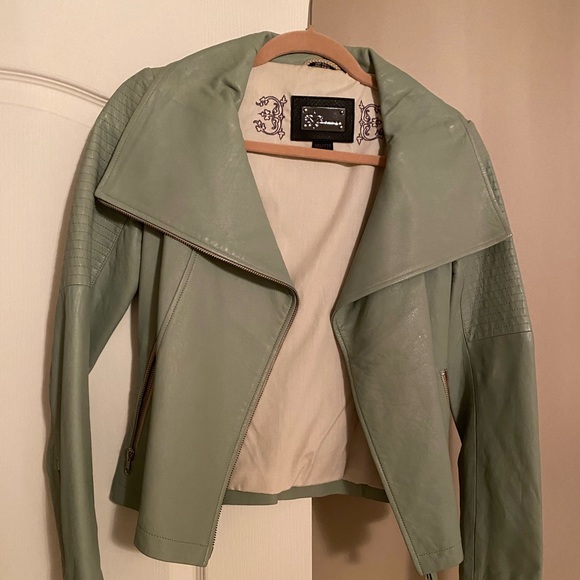 Mackage Gabby Classic Leather Jacket in Mint - Picture 8 of 13